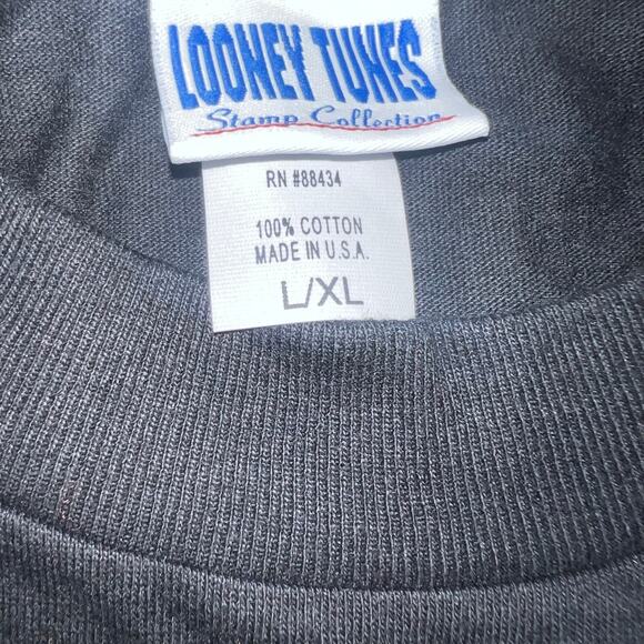 Vintage 90s Looney Tunes Stamp Collection Bugs Bunny  T-shirt in postage box L/X - Picture 9 of 11